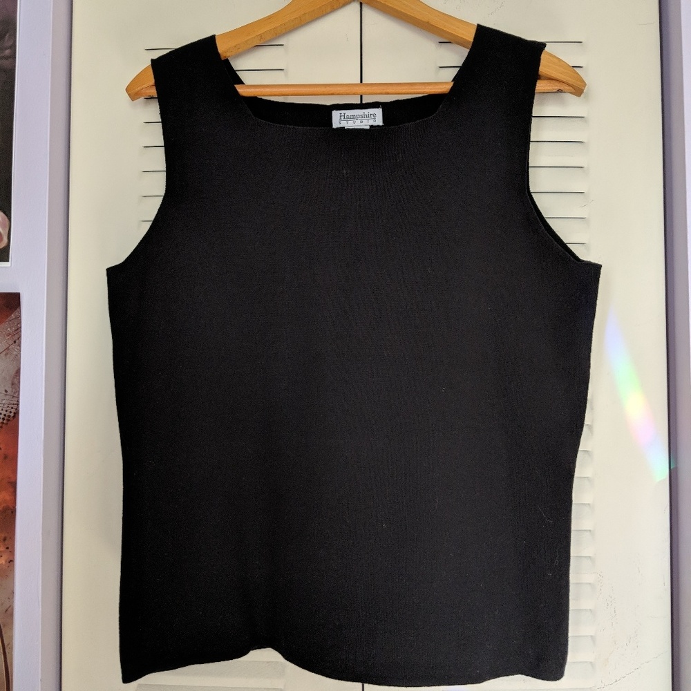 Stretchy Knit Dressy Black Tank Top
